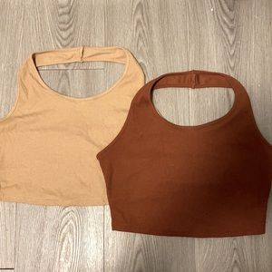 2 PACK!! Brown Halter Tops